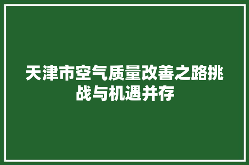 天津市空气质量改善之路挑战与机遇并存 翻新改色