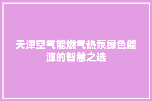 天津空气能燃气热泵绿色能源的智慧之选 热水器