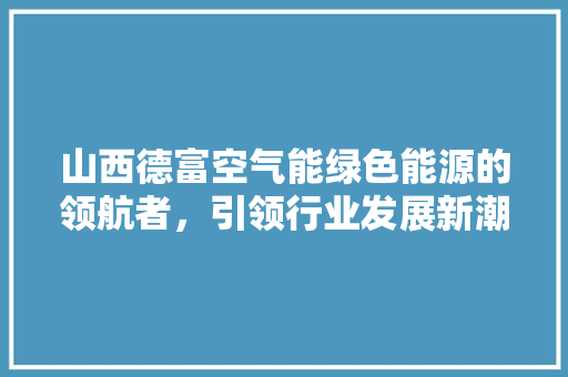 山西德富空气能绿色能源的领航者，引领行业发展新潮流 翻新改色