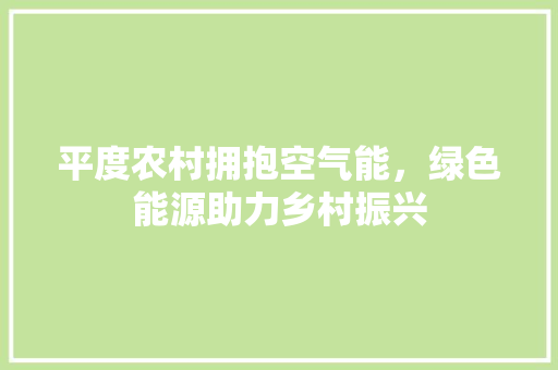 平度农村拥抱空气能，绿色能源助力乡村振兴 空调