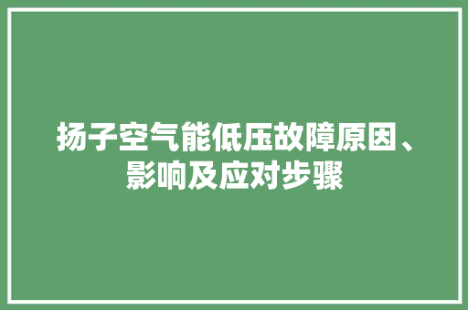 扬子空气能低压故障原因、影响及应对步骤 翻新改色