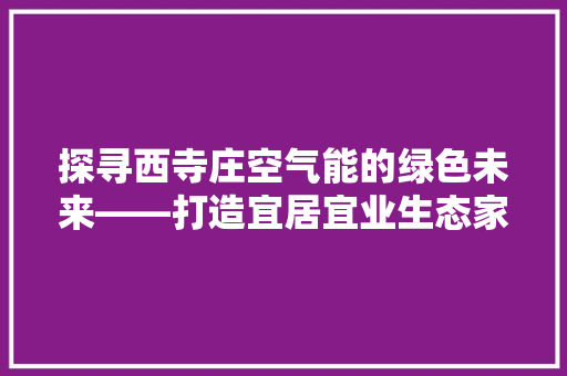 探寻西寺庄空气能的绿色未来——打造宜居宜业生态家园 冰箱