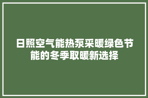 日照空气能热泵采暖绿色节能的冬季取暖新选择 水电维修