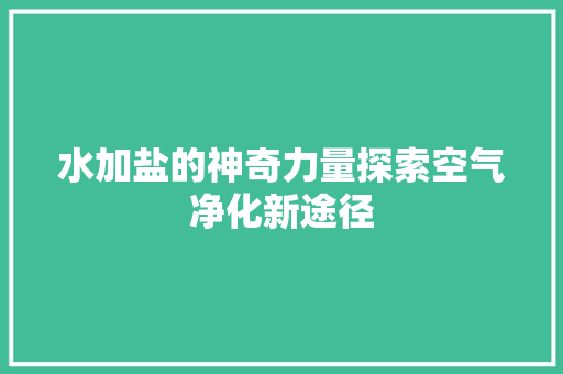 水加盐的神奇力量探索空气净化新途径 局部翻新