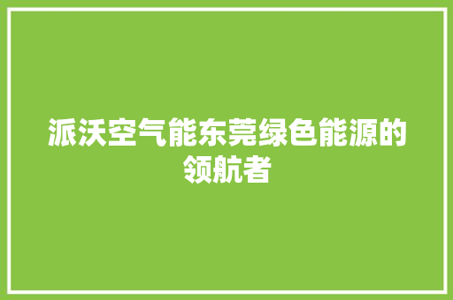 派沃空气能东莞绿色能源的领航者 清洁保养