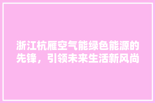 浙江杭雁空气能绿色能源的先锋，引领未来生活新风尚 家具修理