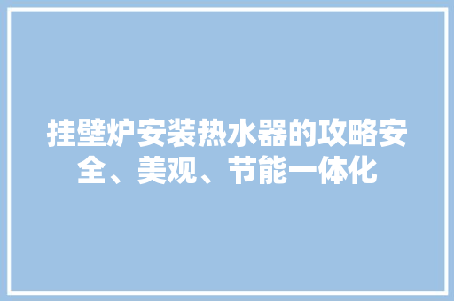 挂壁炉安装热水器的攻略安全、美观、节能一体化 水电维修