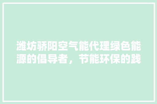潍坊骄阳空气能代理绿色能源的倡导者，节能环保的践行者 清洁保养