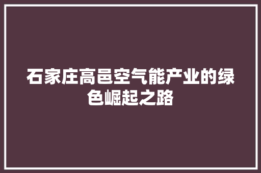石家庄高邑空气能产业的绿色崛起之路 空调