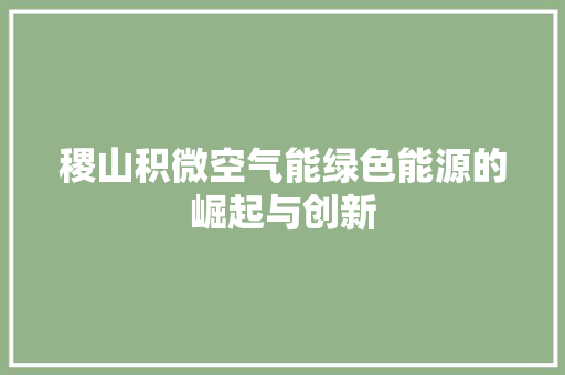 稷山积微空气能绿色能源的崛起与创新 贴膜
