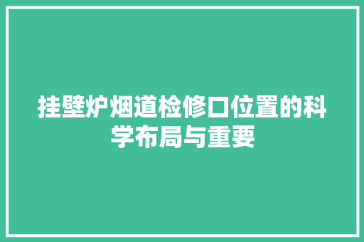 挂壁炉烟道检修口位置的科学布局与重要 局部翻新