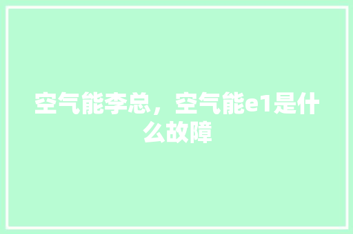 空气能李总，空气能e1是什么故障 贴膜