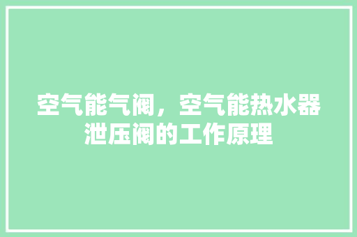 空气能气阀，空气能热水器泄压阀的工作原理 贴膜