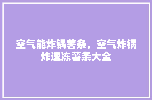 空气能炸锅薯条，空气炸锅炸速冻薯条大全 龙头管件