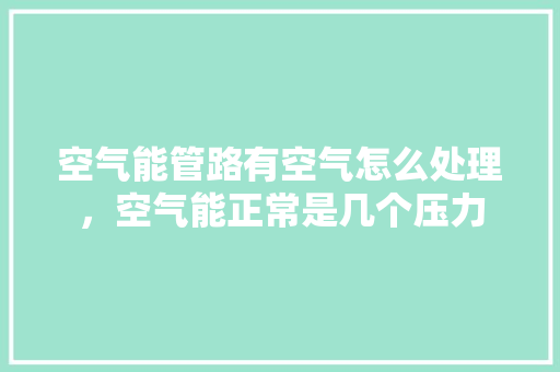 空气能管路有空气怎么处理，空气能正常是几个压力 家具修理