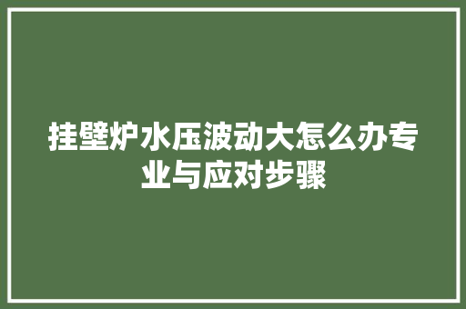 挂壁炉水压波动大怎么办专业与应对步骤 龙头管件