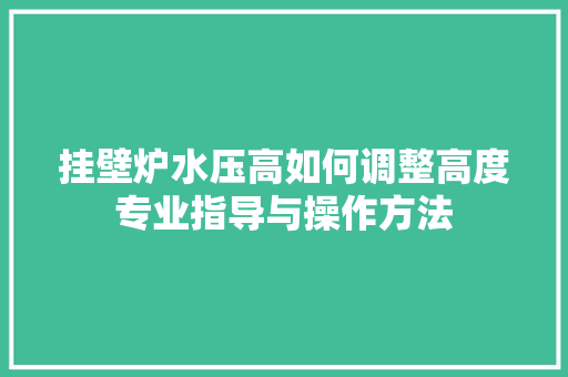 挂壁炉水压高如何调整高度专业指导与操作方法 局部翻新
