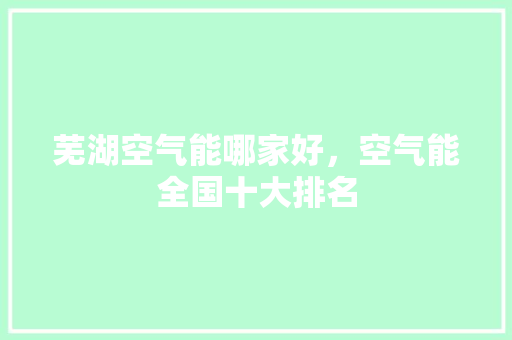芜湖空气能哪家好，空气能全国十大排名 空调