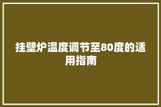 挂壁炉温度调节至80度的适用指南 冰箱