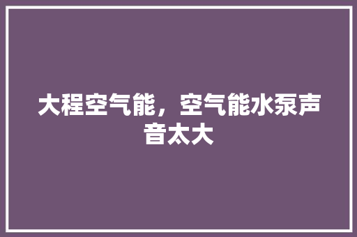 大程空气能，空气能水泵声音太大 翻新改色