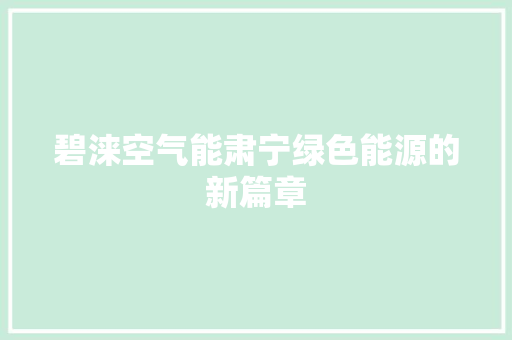 碧涞空气能肃宁绿色能源的新篇章 清洁保养