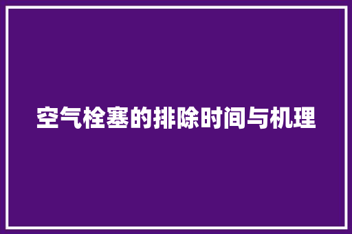 空气栓塞的排除时间与机理 洁具维修