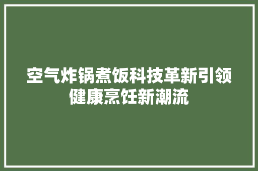 空气炸锅煮饭科技革新引领健康烹饪新潮流 装修设计