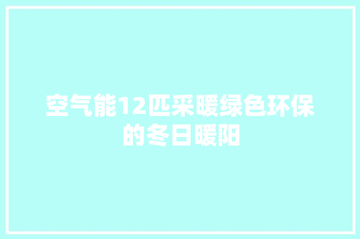 空气能12匹采暖绿色环保的冬日暖阳 旧房改造