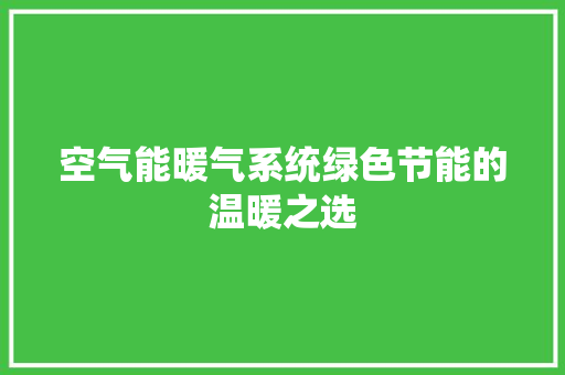 空气能暖气系统绿色节能的温暖之选 水电维修