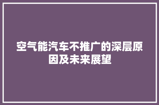 空气能汽车不推广的深层原因及未来展望 洁具维修