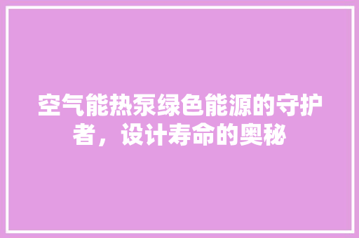 空气能热泵绿色能源的守护者，设计寿命的奥秘 洗衣机