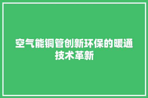 空气能铜管创新环保的暖通技术革新 灯具安装