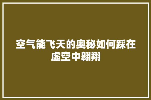 空气能飞天的奥秘如何踩在虚空中翱翔 翻新改色