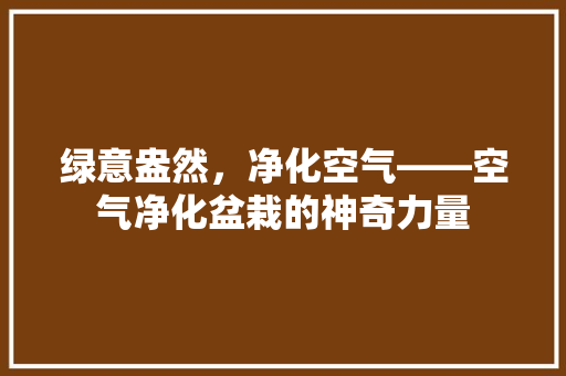 绿意盎然，净化空气——空气净化盆栽的神奇力量 水电维修