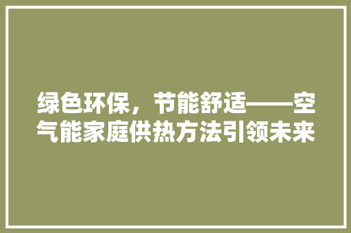 绿色环保，节能舒适——空气能家庭供热方法引领未来生活 局部翻新