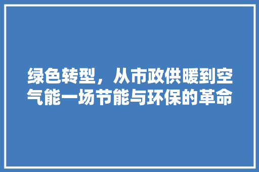 绿色转型，从市政供暖到空气能一场节能与环保的革命 热水器