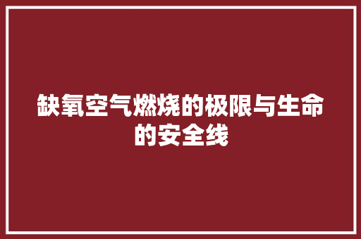 缺氧空气燃烧的极限与生命的安全线 洁具维修