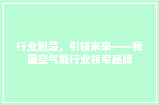 行业翘楚，引领未来——我国空气能行业领军品牌 水电维修
