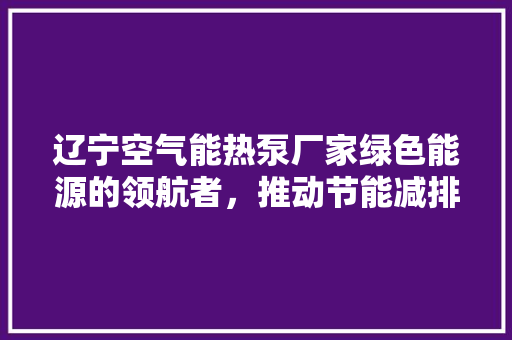 辽宁空气能热泵厂家绿色能源的领航者，推动节能减排新篇章 装修设计