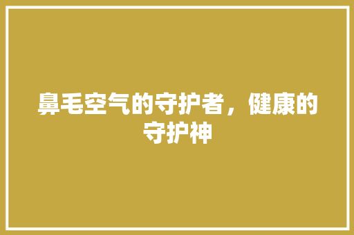 鼻毛空气的守护者，健康的守护神 翻新改色