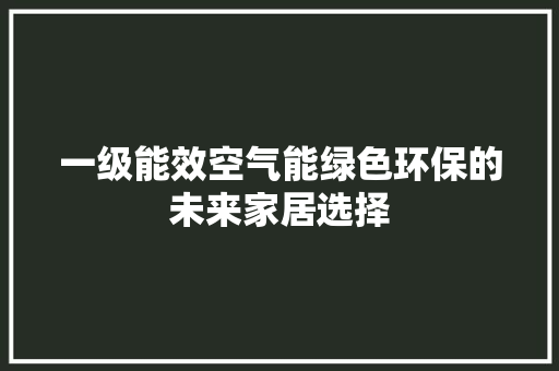 一级能效空气能绿色环保的未来家居选择 清洁保养