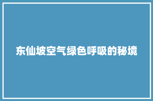 东仙坡空气绿色呼吸的秘境 龙头管件