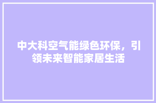 中大科空气能绿色环保，引领未来智能家居生活 局部翻新