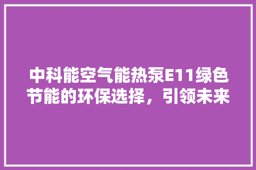 中科能空气能热泵E11绿色节能的环保选择，引领未来家居生活新风尚 翻新改色