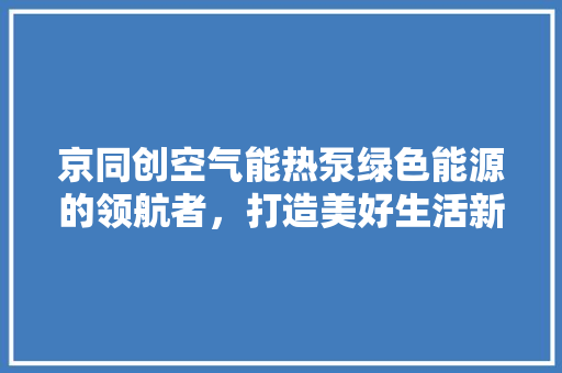 京同创空气能热泵绿色能源的领航者，打造美好生活新篇章 清洁保养