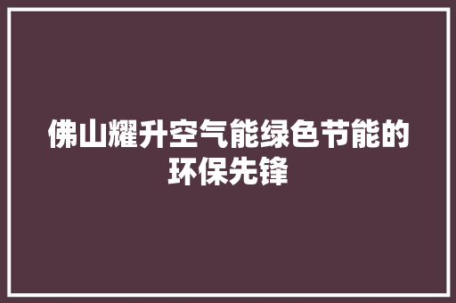 佛山耀升空气能绿色节能的环保先锋 热水器