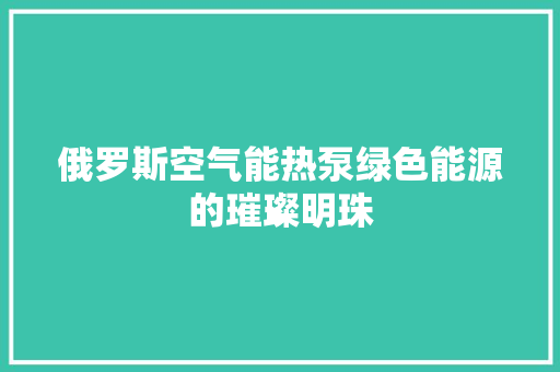 俄罗斯空气能热泵绿色能源的璀璨明珠 空调