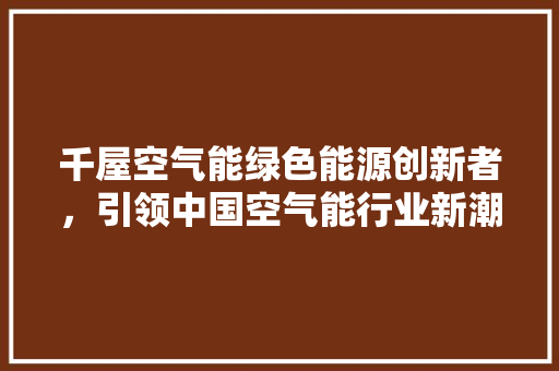 千屋空气能绿色能源创新者，引领中国空气能行业新潮流 装修设计