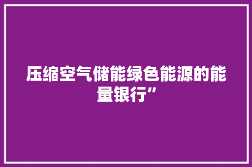 压缩空气储能绿色能源的能量银行” 空调