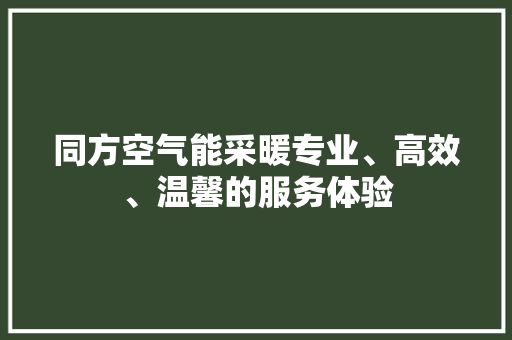 同方空气能采暖专业、高效、温馨的服务体验 水电维修